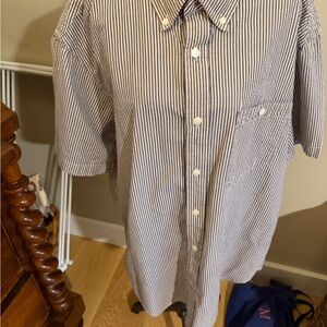 Orvis Navy and White Striped Button Down Shirt